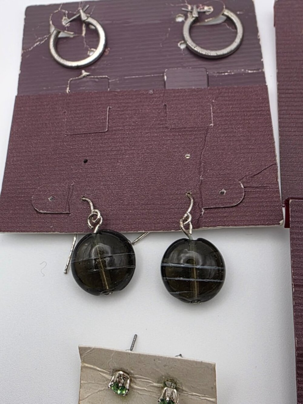 Mixed Earring Lot 7 Pairs Premier Designs & Unsigned Hoops Studs Dangles - Picture 5 of 6